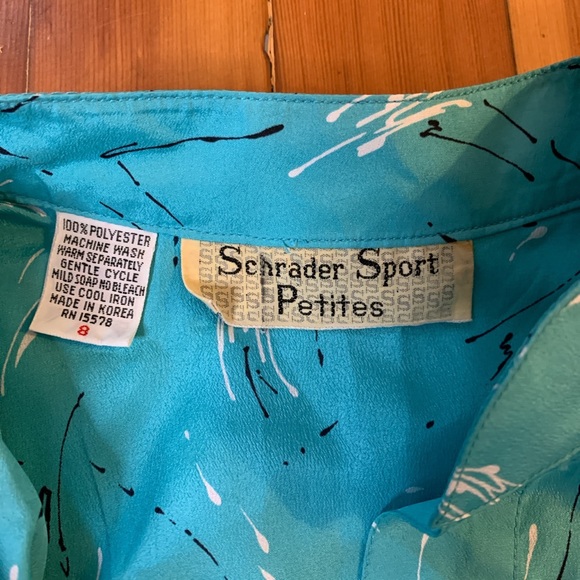 80s aqua patterned office dress so cool 8 - Picture 3 of 4